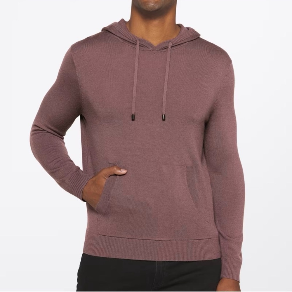 Men's Artefact 100% Merino Wool Brosnan Hooded Sweatshirt in Mauve Purple - M